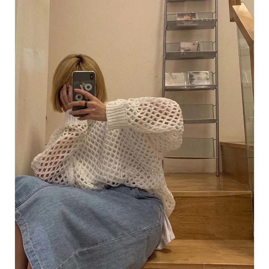 Áo sweater tay dài dáng rộng dễ phối đồ hàng mới dành cho bạn nữ