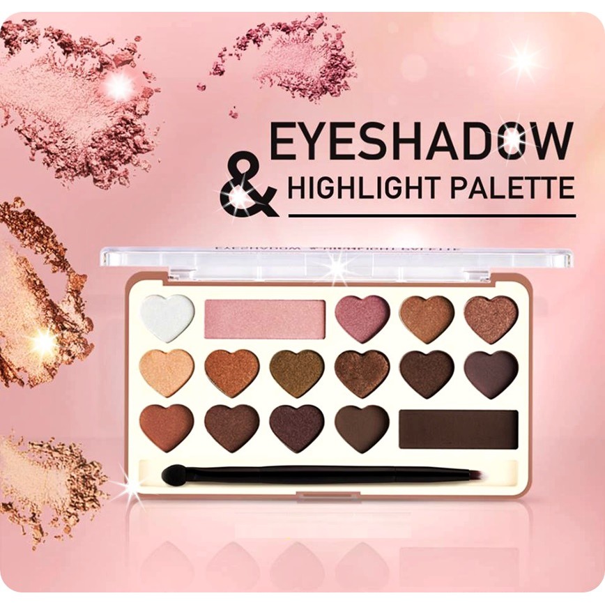 [Sale 50%] Set phấn mắt trái tim siêu dễ thương Odbo Eyeshadow & Highlight Palette OD1014