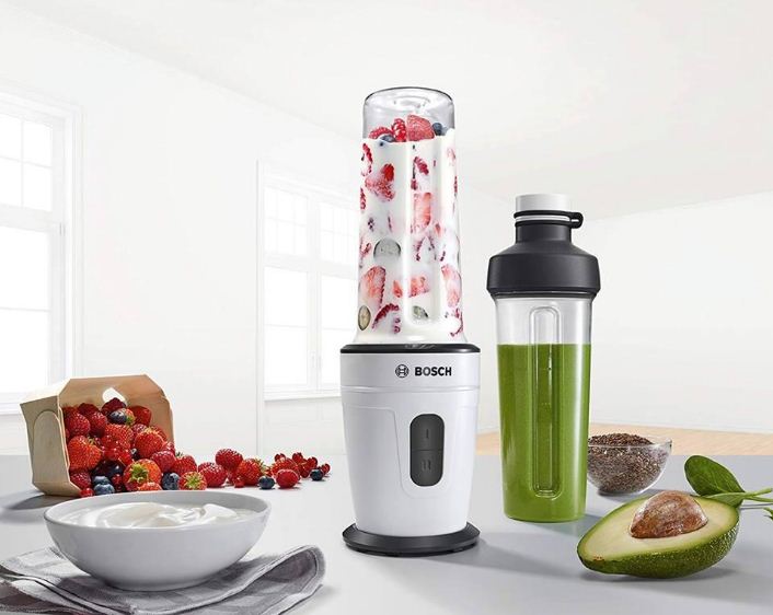 (Hàng Đức) Máy xay sinh tố MMBM401W Bosch Smoothie Mixx2Go, công suất 350W, 2 mức tốc độ xay