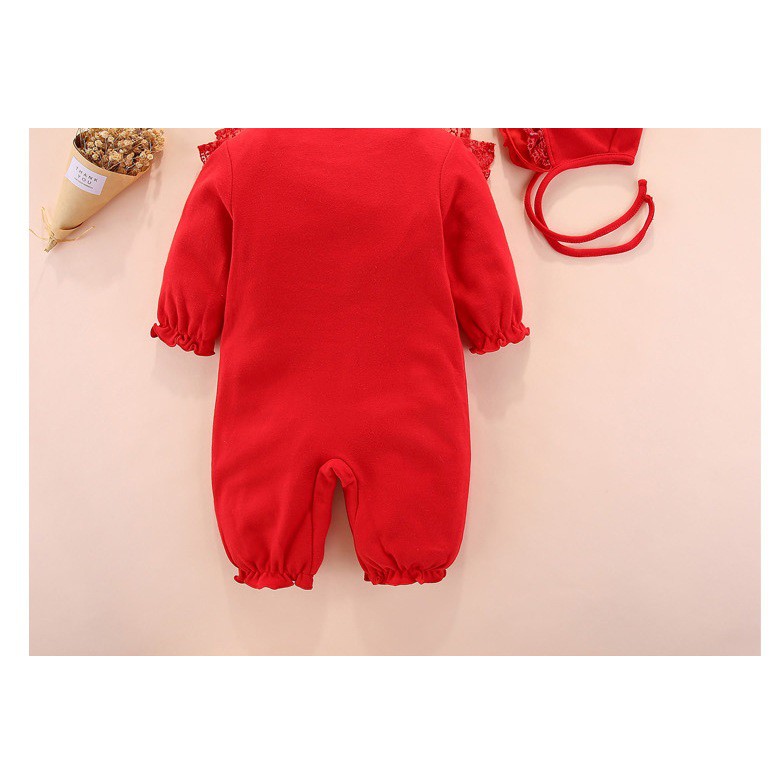 Set Body ren nơ ngực tiểu thư đầy tháng/thôi nôi bé gái 0-12m kèm mũ bèo tiểu thư