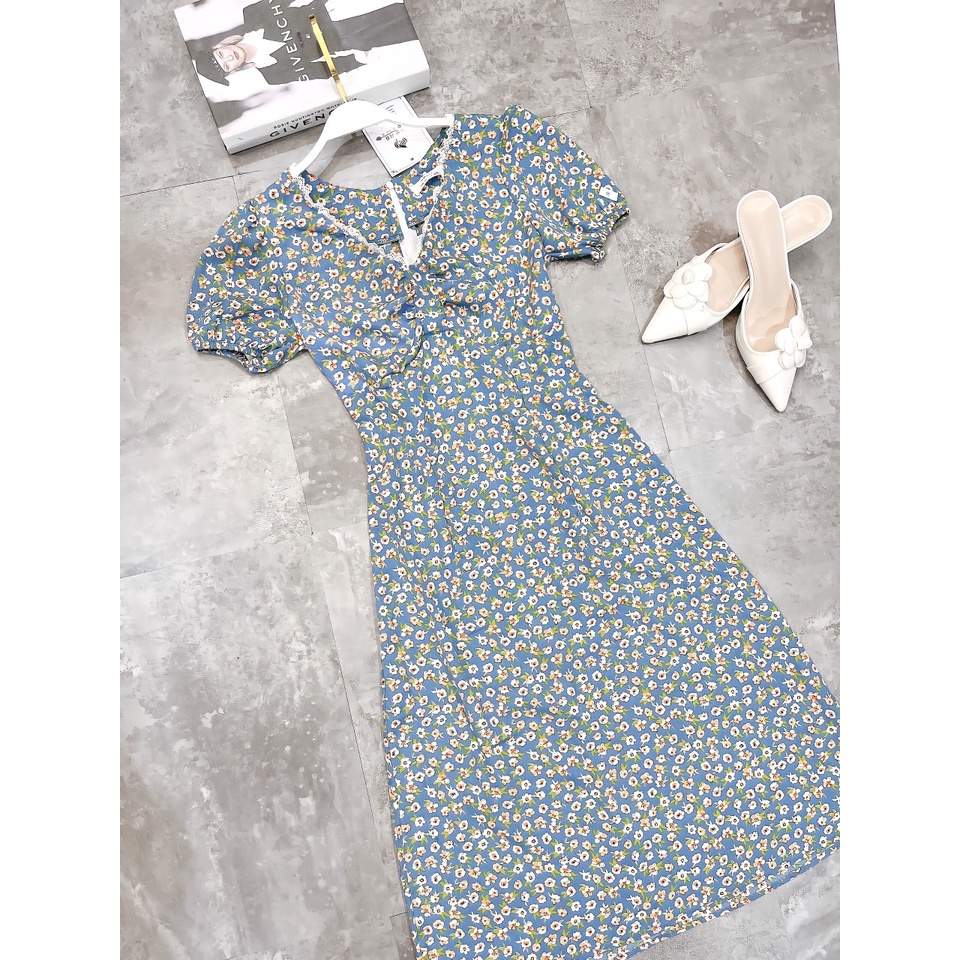 🌷 VÁY HOA NHÍ XANH VINTAGE VIỀN REN | BigBuy360 - bigbuy360.vn