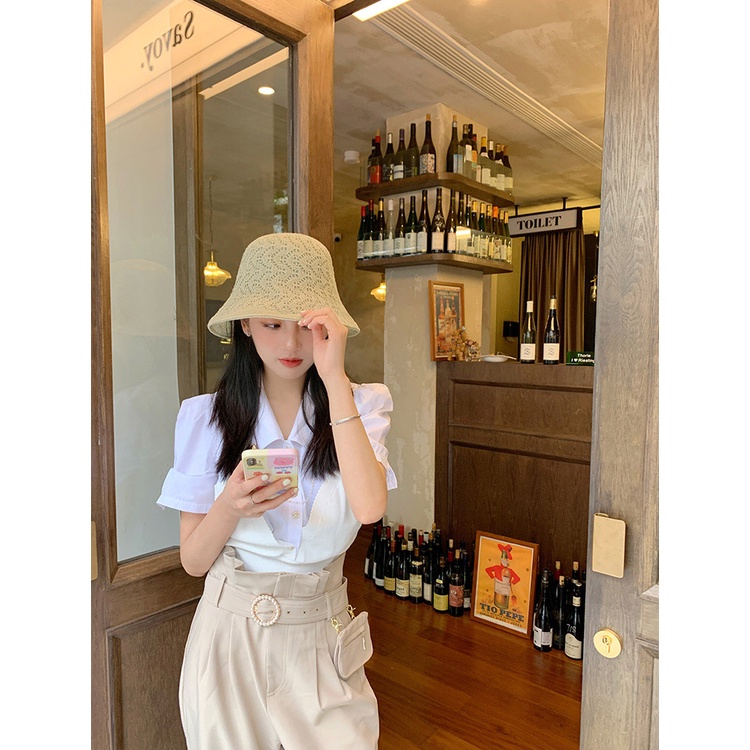 Nón Vành 2 Mặt Ren Thêu Hoa Vân Lượn Sóng Xinh Xắn