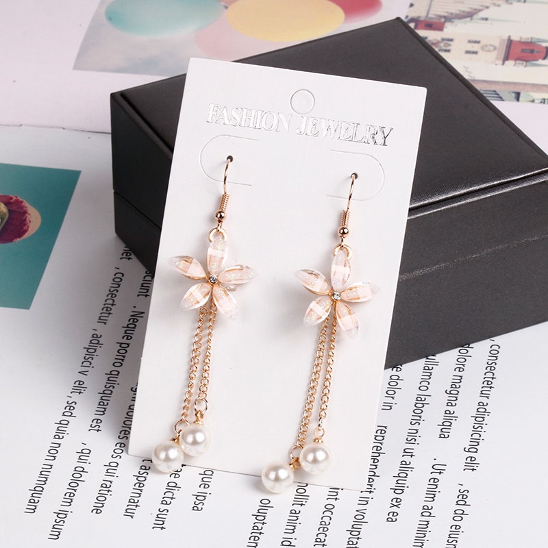 Đôi bông tai tua rua dáng dài đính ngọc trai nhân tạo sang trọng cho nữ