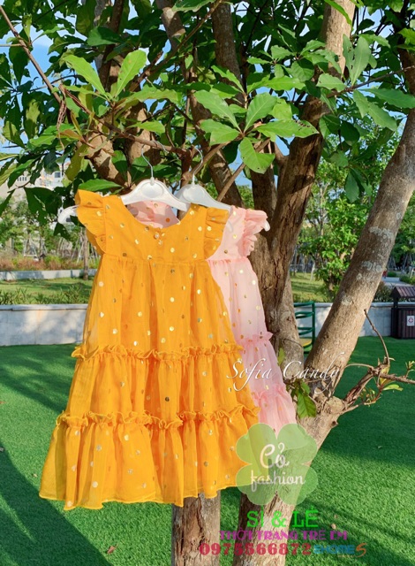 Váy Đầm voan tơ bé gái sofia Cỏ fashion siêu đẹp nhẹ