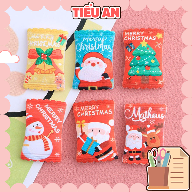 Charm (C617) slime/ Dụng Cụ Charm Trang Trí [Ko Keo &amp; Nút] Hình Viên Kẹo Noel Độc Đáo  - Giá 01 Cái