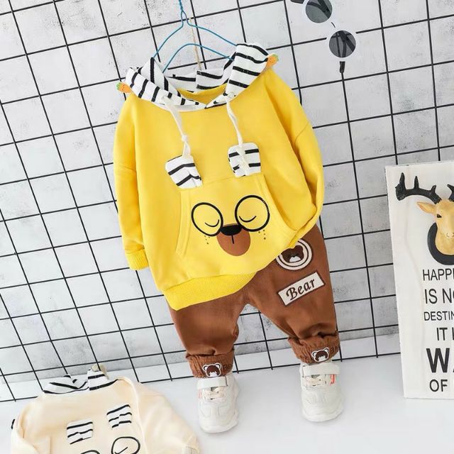 Bộ Gấu Bear kẻ mũ cho bé 8-18kg | BigBuy360 - bigbuy360.vn