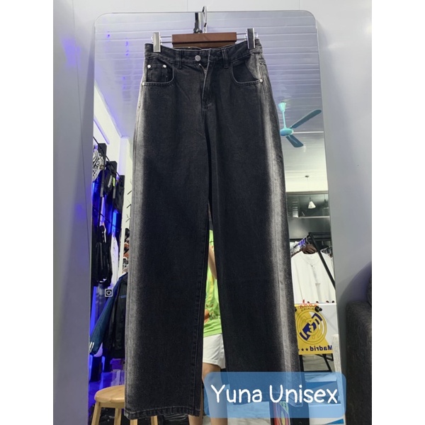 Quần jeans, quần bò Nam màu đen sọc trắng ống xuông streetwear