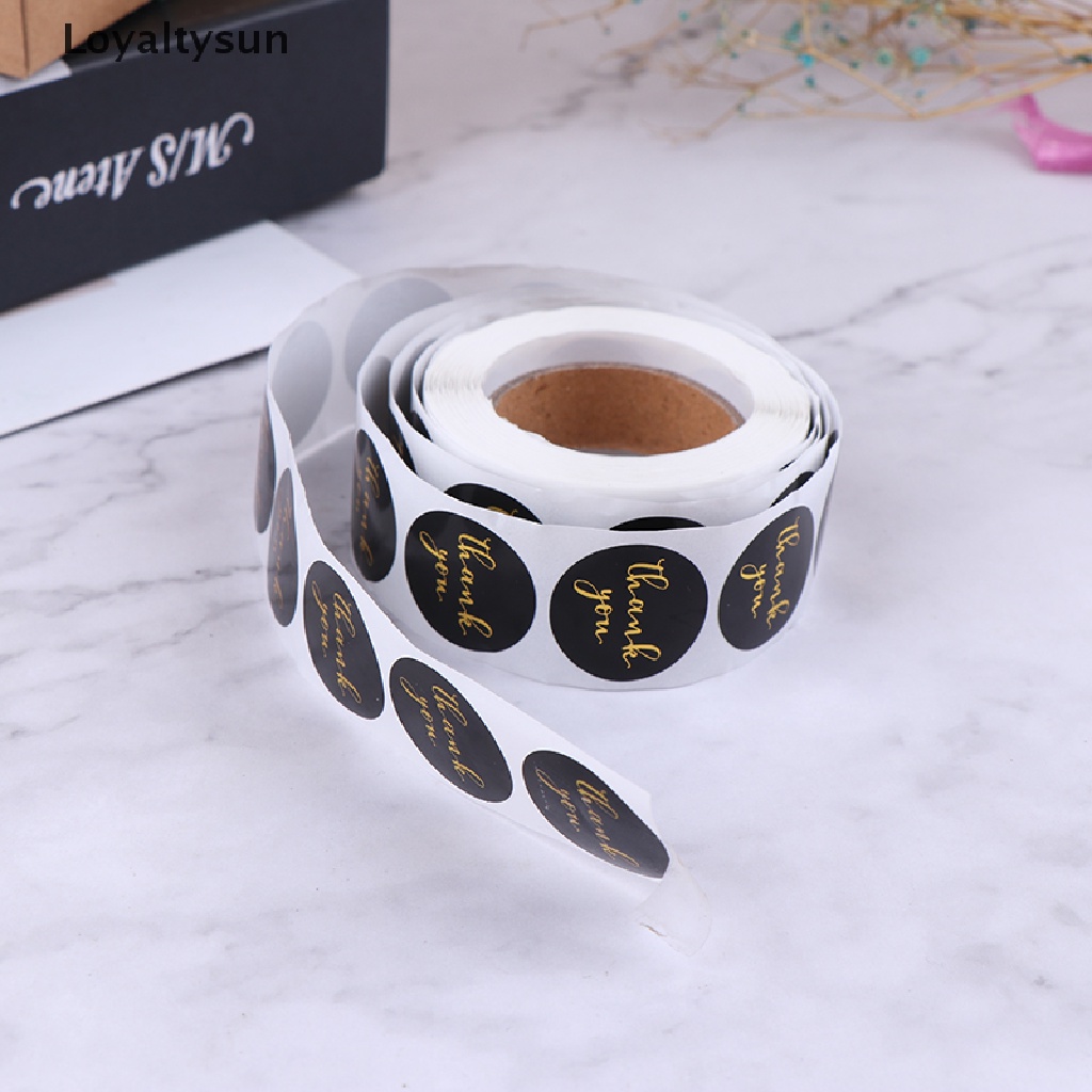 Set 500 miếng dán lá vàng đen in chữ thank you dùng để trang trí thiệp