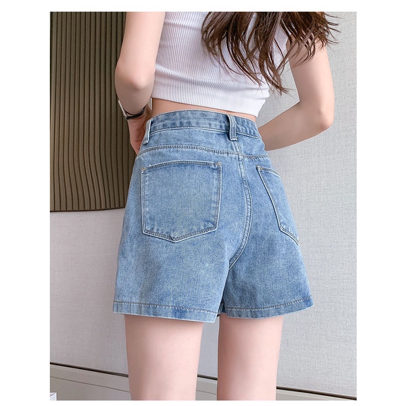 Quần Short Jeans Denim Xanh Nhạt Nữ Sogeum Quần Sooc Nắp Túi Cá Tính Phong Cách Hàn Quốc | BigBuy360 - bigbuy360.vn