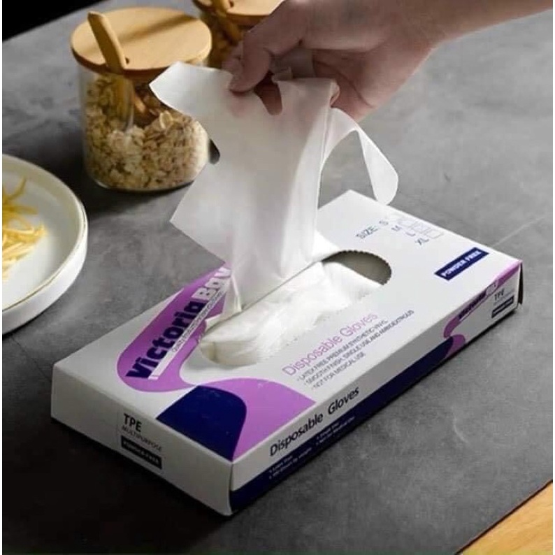 Hộp 100 cái Găng tay siêu dai nấu ăn làm nhà bếp nâu ăn siêu dai, vicstorya bay .