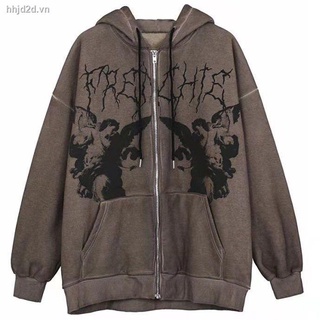 ⊙Áo khoác cardigan dáng rộng in hình thiên thần mới phong cách hip hop Âu Mỹ thời trang xuân thu 2021 cho nam và nữ