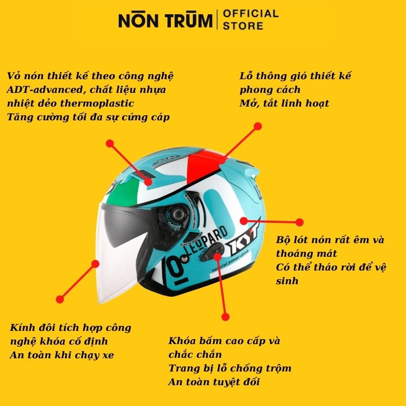 Nón bảo hiểm 3/4 KYT Venom 2 kính chính hãng size M L XL tem đen đỏ