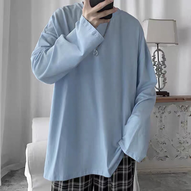 Áo thun tay dài unisex form rộng Trơn nam nữ basic tea ulzzang
