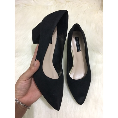 Giày Cao Gót Gót Vuông Da Lộn 5cm