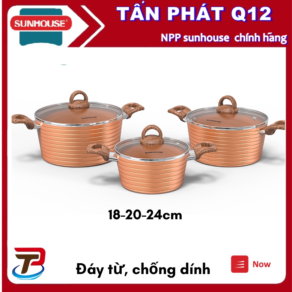 BỘ NỒI CHỐNG DÍNH CERAMIC ĐÁY TỪ SUNHOUSE SHG2003MCB