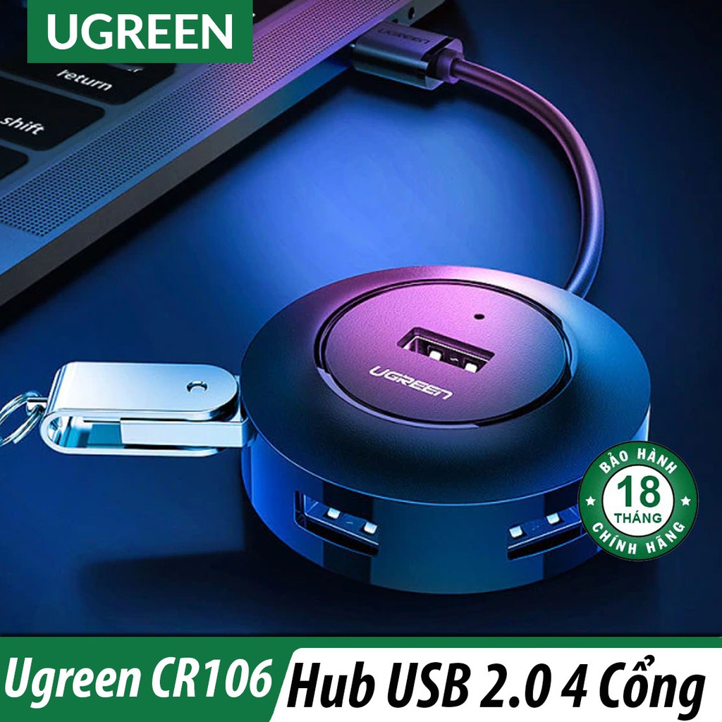 Hub Chia 4 Cổng USB 2.0 Cao Cấp UGREEN 20277 Chính Hãng