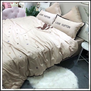 Trọn bộ chăn ga gối lụa LV 7 món (4 gam màu)
