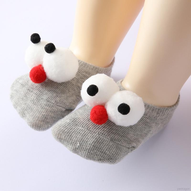 Vớ cotton chống trượt màu trơn in họa tiết hoạt hình dễ thương cho bé sơ sinh