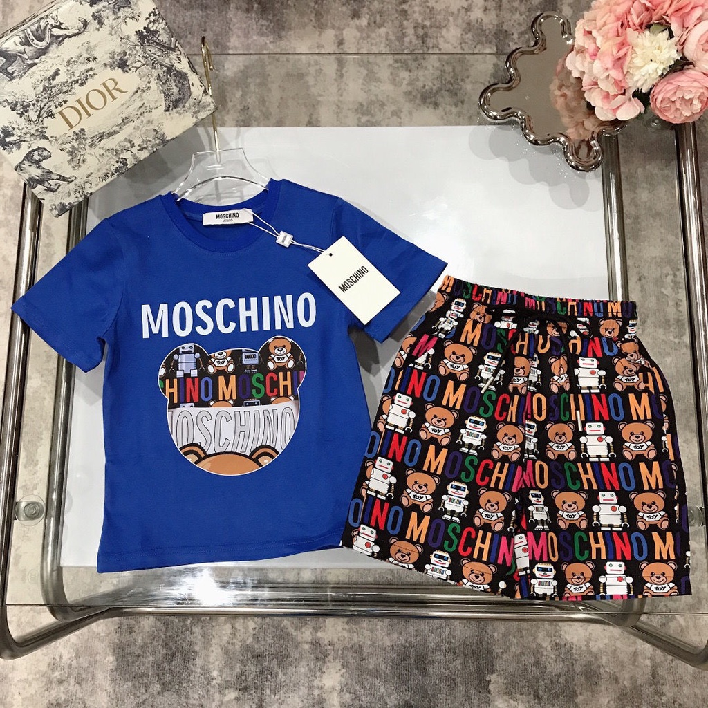 MOSCHINO Set Áo Thun Ngắn Tay + Quần Short Thời Trang Cho Bé Trai