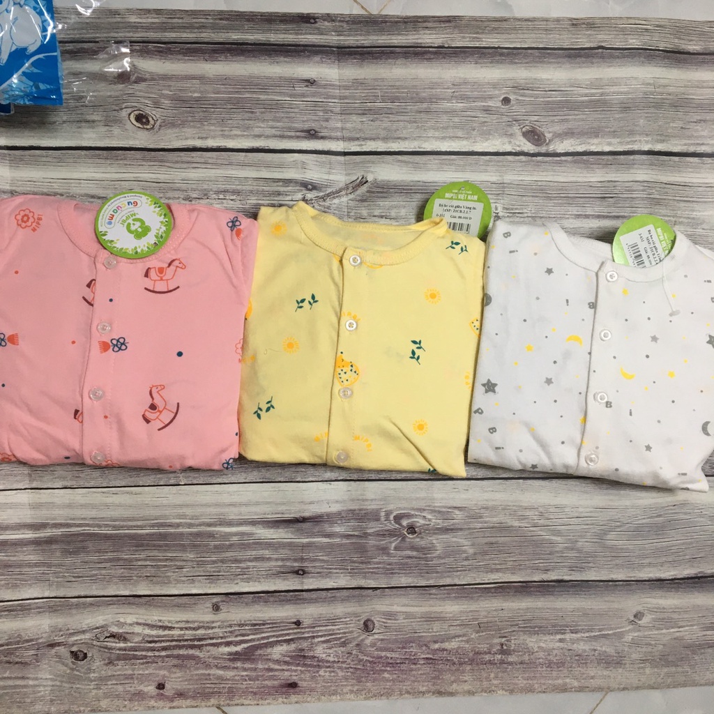 Bộ quần áo sơ sinh Mipbi cùng màu dài tay chất liệu 100% COTTONGCHÍNH HÃNG thấm hút mồ hôi,mềm mại