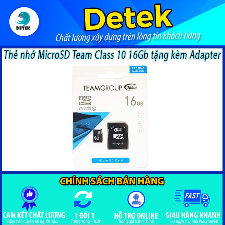 Thẻ nhớ MicroSD Team Class 10 16Gb tặng kèm Adapter