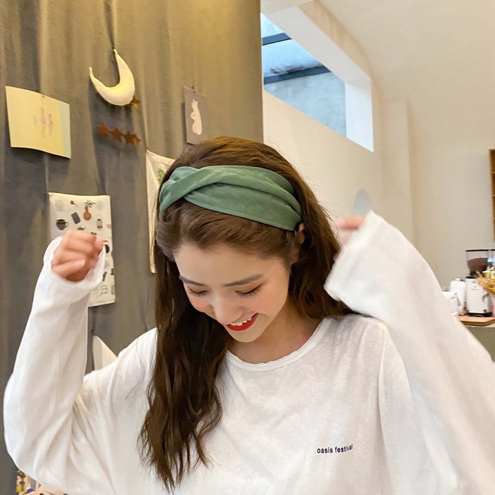 Băng đô da lộn màu trơn phong cách Hàn Quốc thời trang cho nữ