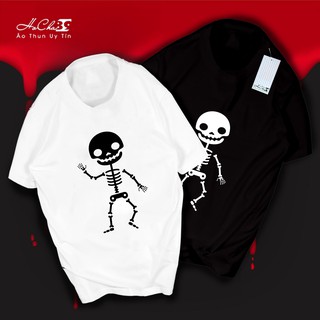 Áo thun Bộ Xương Halloween - Cotton 4C 65% Siêu mát (Không đúng cotton 4c tặng free áo - Có Hình Thật)