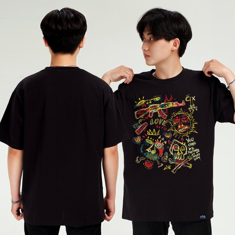 Áo thun nam nữ phong cách hài hước vui nhộn mặt trời MVR size rộng tee Mỹ BB4211