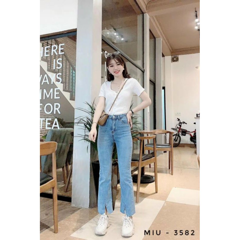 Quần jean xẻ gấu giữa hàng QCL1