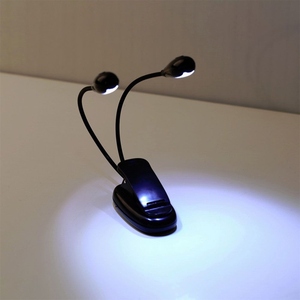 Đèn Đọc Sách 4 Bóng Led 2 Cánh Tay Linh Hoạt Siêu Sáng Có Giá Đỡ Kẹp Màu Đen Tiện Dụng