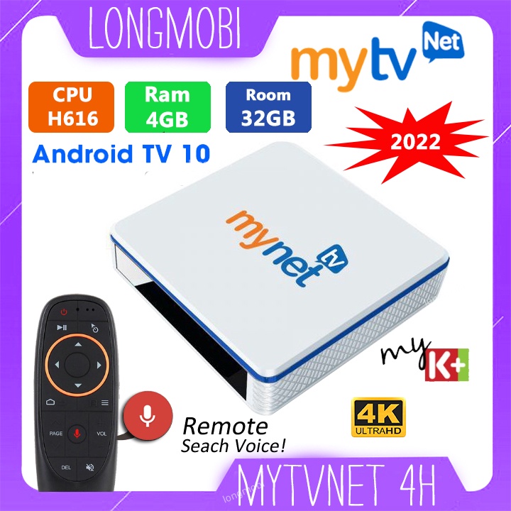 Android Tv Box Mytv net 4H Chipset H616 Ram 4GB Android Tv 10 Cài Sẵn Ứng Dụng