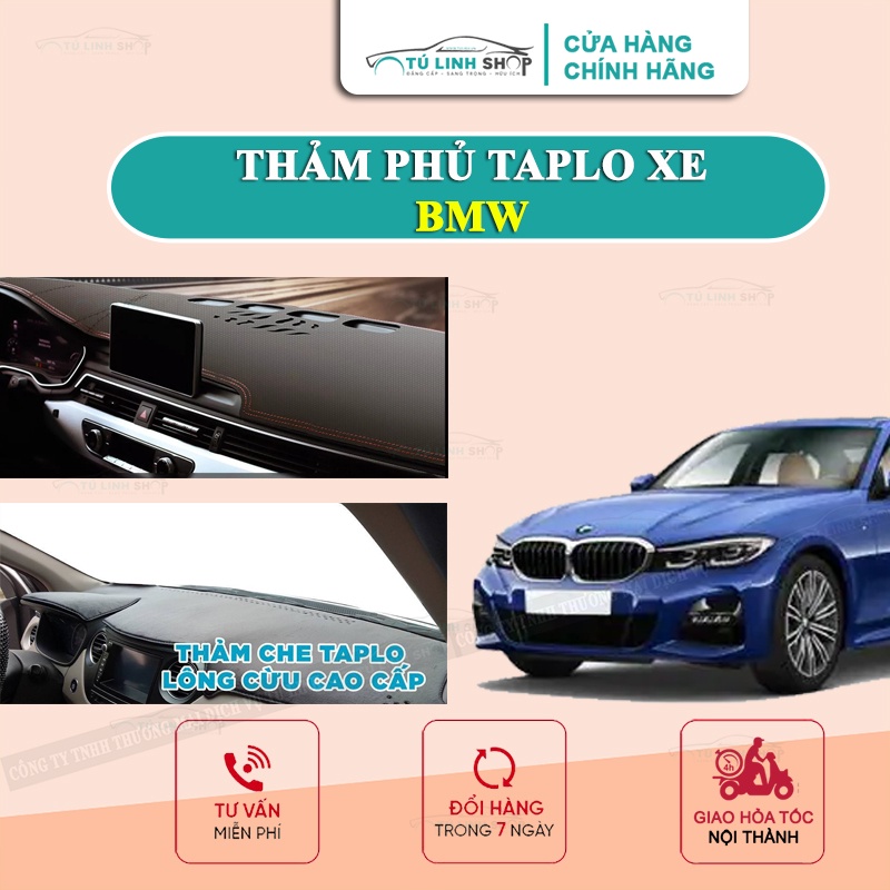 Thảm taplo BMW bằng lông Cừu 3 lớp hoặc Da Cacbon