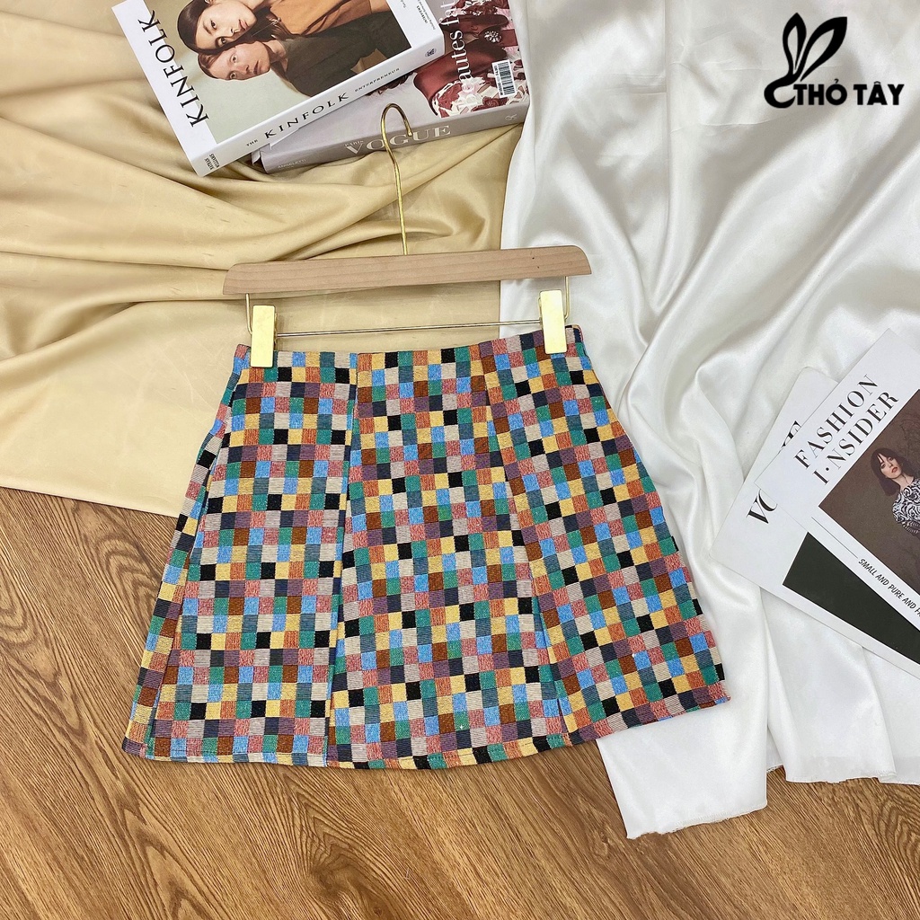 Chân váy caro phối màu THỎ TÂY CV209CX452