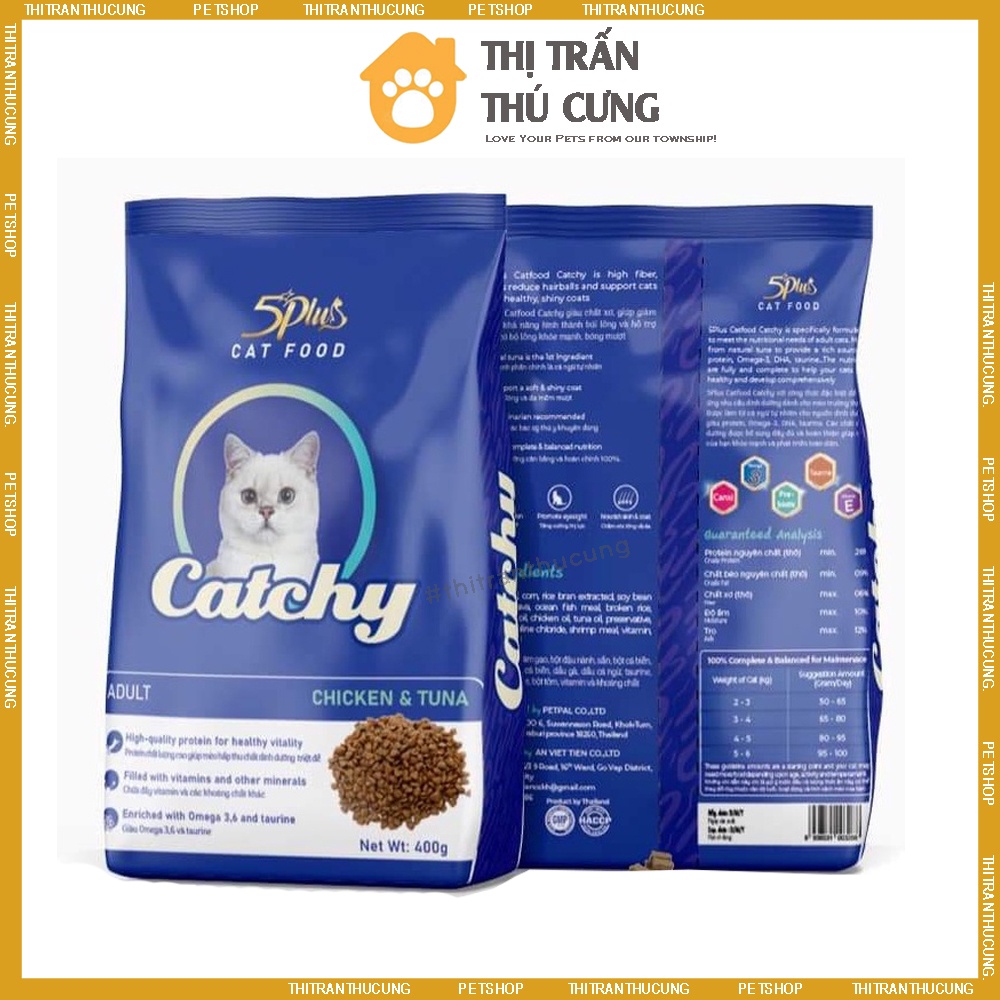 Thức Ăn Hạt Cho Mèo 5Plus Catchy 400g 1.2Kg Vị Gà & Cá Ngừ Thơm Ngon Bổ Dưỡng