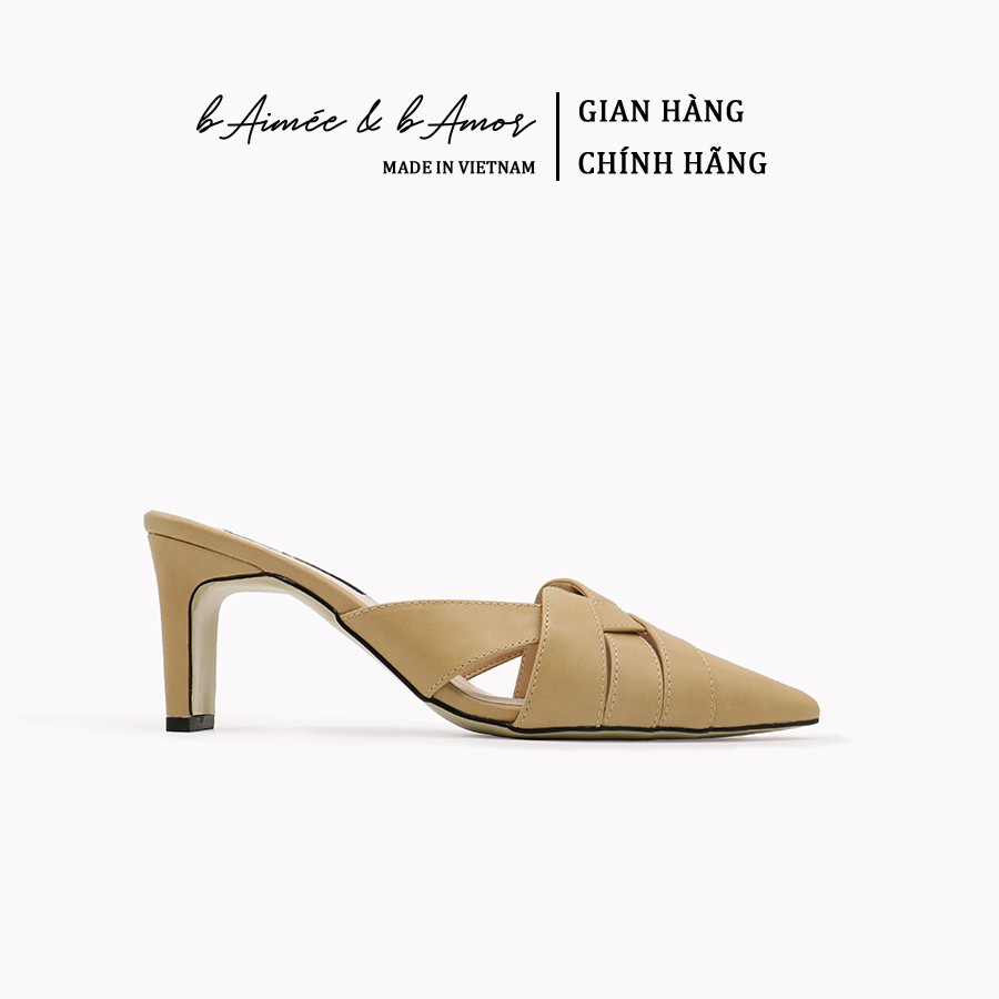 Guốc nữ cao gót dáng sục mũi nhọn gót nhọn 7p quai đan bít mũi thời trang công sở đẹp bAimée &amp; bAmor - MS1543