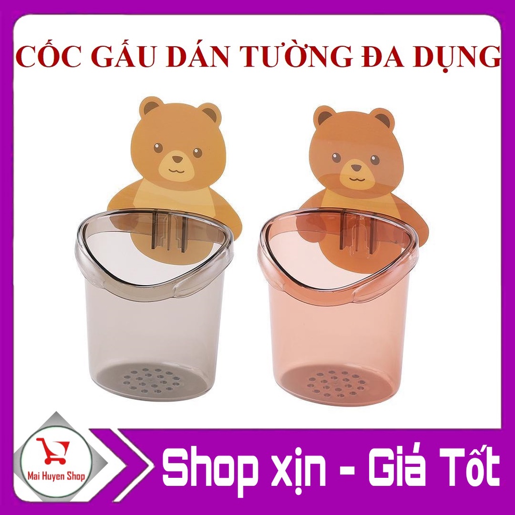 Ly Cốc Gấu Đựng Bàn Chải Dán Tường Đa Năng - Giá Treo Cốc Đựng Vật Dụng Cá Nhân Hình Gấu Treo Tường Nhà Tắm Nhà Vệ Sinh