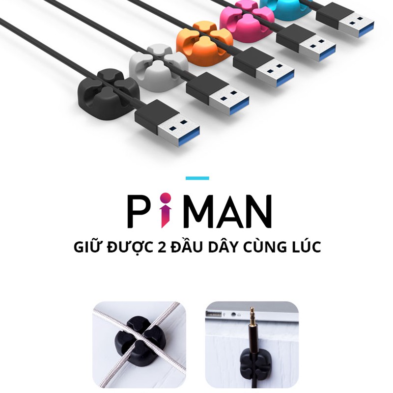 Nút nẹp dán cố định cáp sạc dây điện bằng silicon chống xoắn chống rối KMT Store PK05