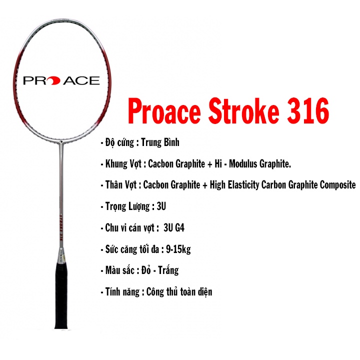 Vợt Cầu Lông Proace Stroke 316 1 vợt 1 túi [Ảnh thật] [Có bảo hành] [Có sẵn] [Rẻ vô địch]