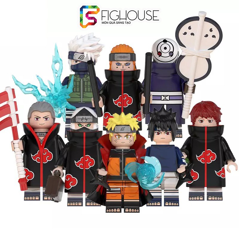 Combo 8 Minifigures Các Nhẫn Giả Naruto, Uchiha Obito, Sasuke, Kakashi - Đồ Chơi Lắp Ráp WM6105 [B5]