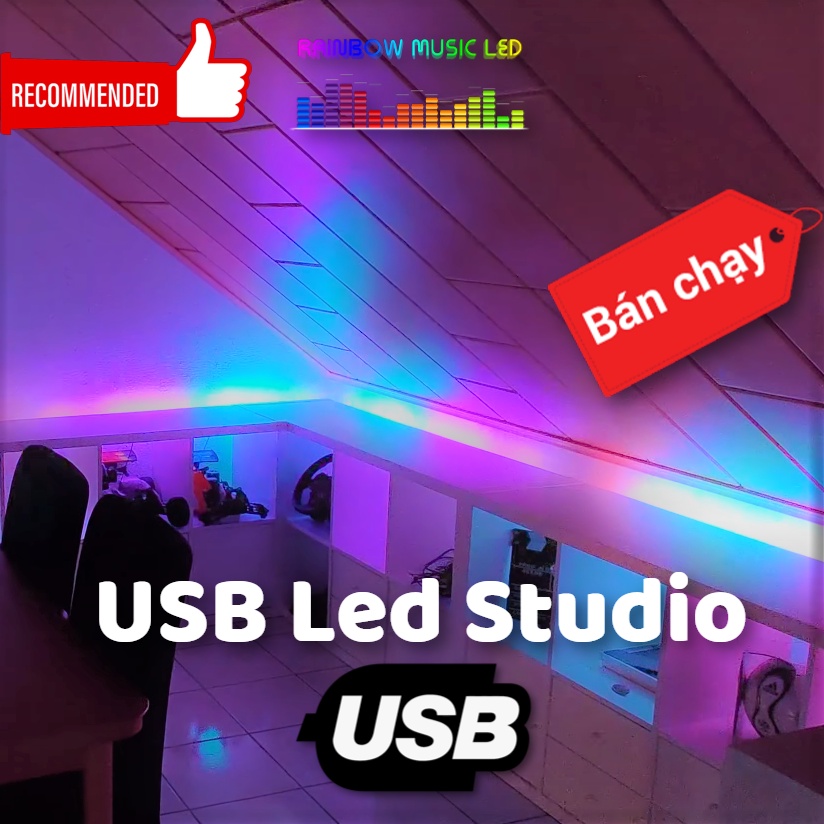 Đèn led dán bàn 40 hiệu ứng mầu + 50 hiệu ứng nháy theo nhạc cho PC - USB Led Studio (có app trên điện thoại)