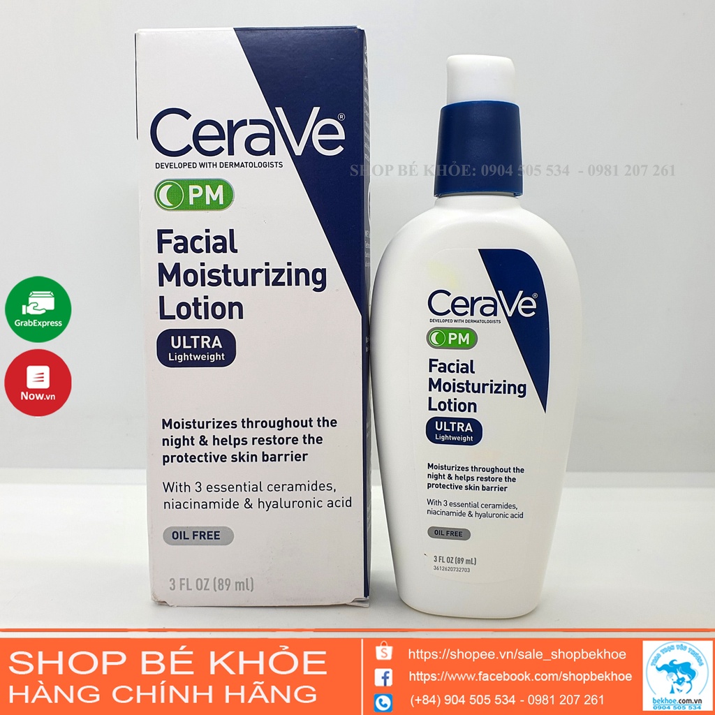 Kem dưỡng ẩm dưỡng da ban đêm Cerave PM facial moisturizing lotion 3 oz 89 ml