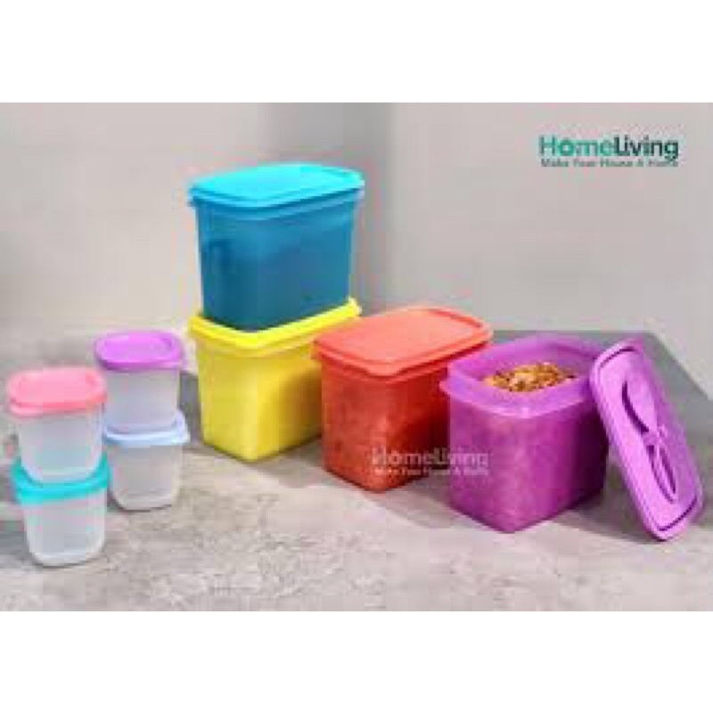 Tupperware - Bộ 4 hộp gia vị kèm thìa Four Season Saver + quà tặng 4 hộp cubix