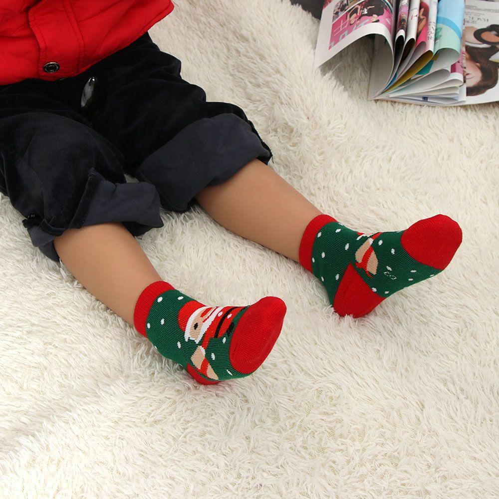 Bộ 5 Đôi Vớ Cotton Họa Tiết Người Tuyết Hoạt Hình Phong Cách Giáng Sinh