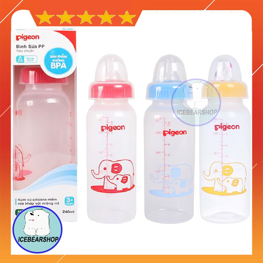 Bình sữa cổ nhỏ Pigeon nhựa PP 120ml-240ml