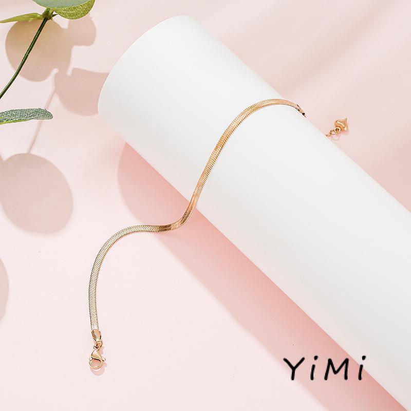 【Yimi.Vn】 Lắc Chân Dây Xích Kim Loại Mảnh Họa Tiết Xương Rắn Cao Cấp