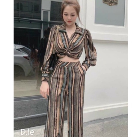 SET Xoắn Eo &quot;Bigsize&quot; Quần Ống Rộng
