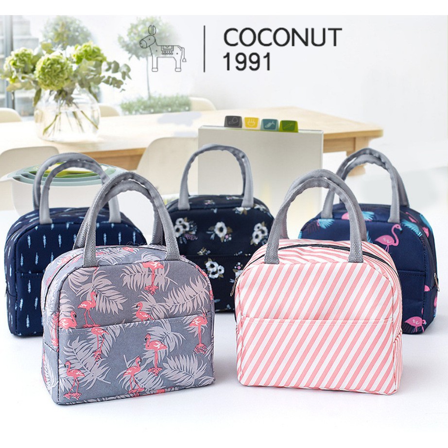 Túi đựng cơm cao cấp khoá kéo, 2 ngăn, vải Oxford (size 21x11x19 cm)