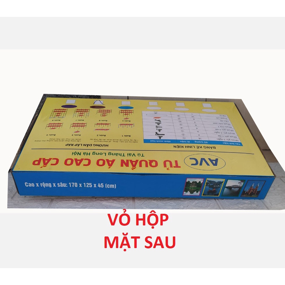 Tủ vải 3D khung sắt, 3 buồng 8 ngăn, hàng Việt Nam, thương hiệu AVC,. khách được chọn màu Xanh, đỏ đậm, tím(Mã MA4)