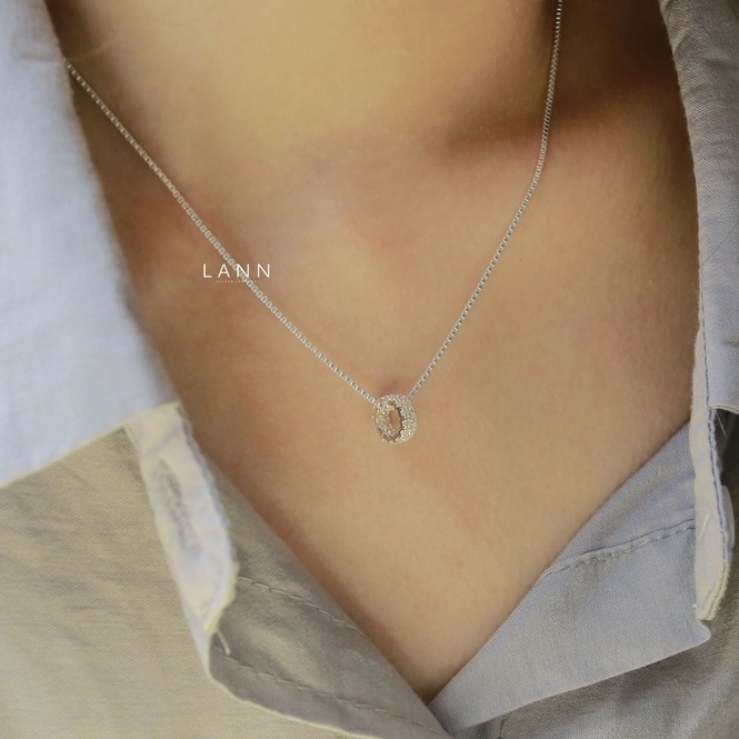Vòng cổ đường tròn viền đá BẠC S925 LANN N210