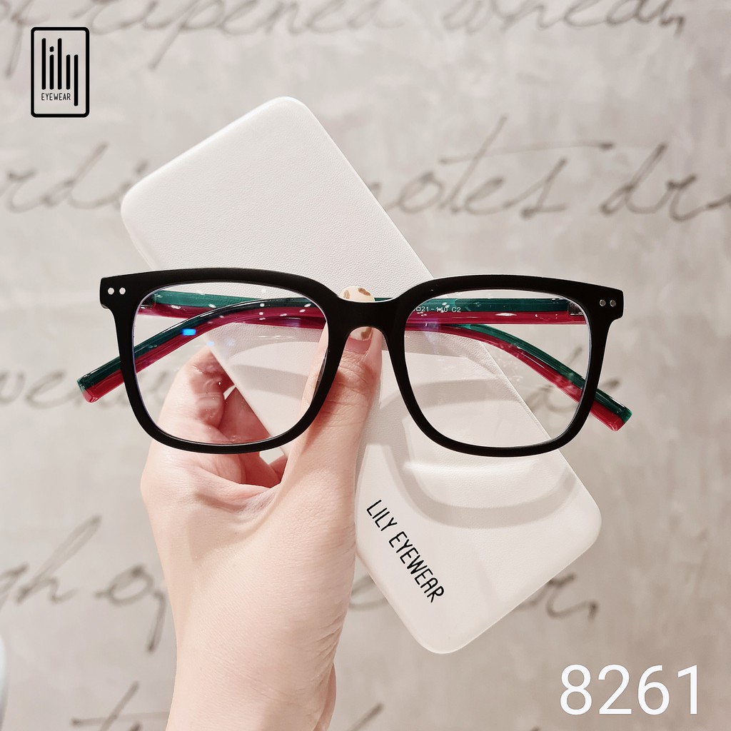 Gọng kính cận nam nữ Lilyeyewear mắt vuông chất liệu nhựa dày dặn chắc chắn thời trang 8261